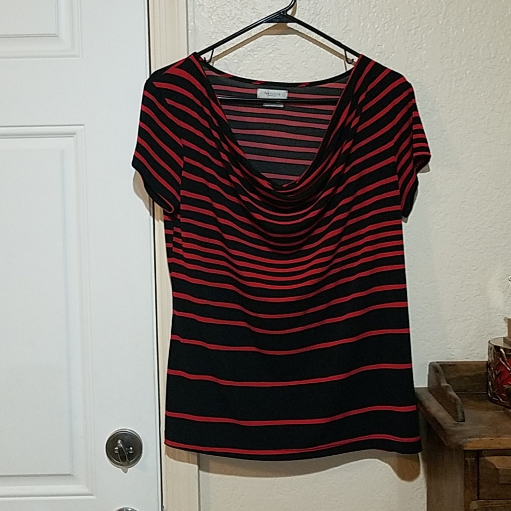 Van Heusen Red & Black Striped Blouse